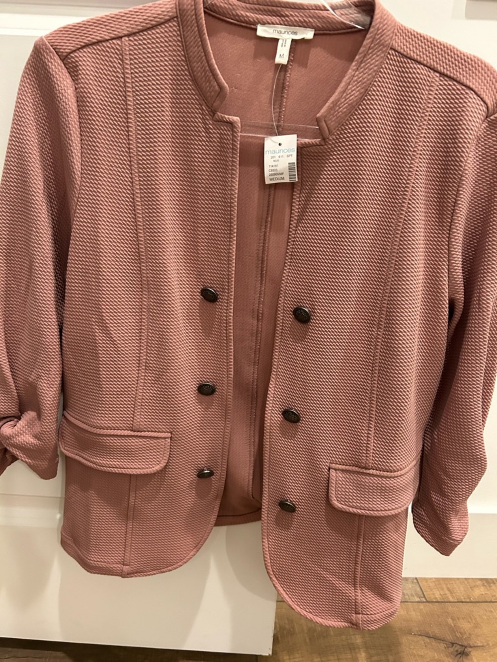 Maurices Rose-Mauve Textured Collarless Blazer